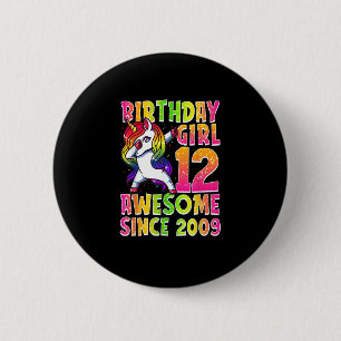 12th Birthday Girl Dabbing Unicorn 12 Years Old Pa 6 Cm Round Badge