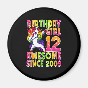 12th Birthday Girl Dabbing Unicorn 12 Years Old Pa Magnet