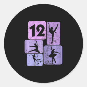 12th Birthday Girl Dancer Ballet Ballerina 12 Year Classic Round Sticker