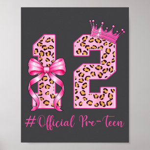 12th Birthday Girl Nk Coquette Bow Leopard 12 Year Poster