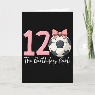 12th Birthday Girl Soccer Ball Coquette Pink 12  Card