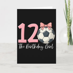 12th Birthday Girl Soccer Byll Coquette Pink 12  Card
