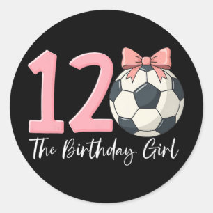 12th Birthday Girl Soccer Ll Coquette Pink 12 Classic Round Sticker