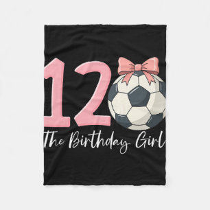 12th Birthday Girl Soccer Ll Coquette Pink 12 Fleece Blanket