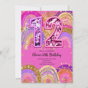 12th Birthday Girls Invitation