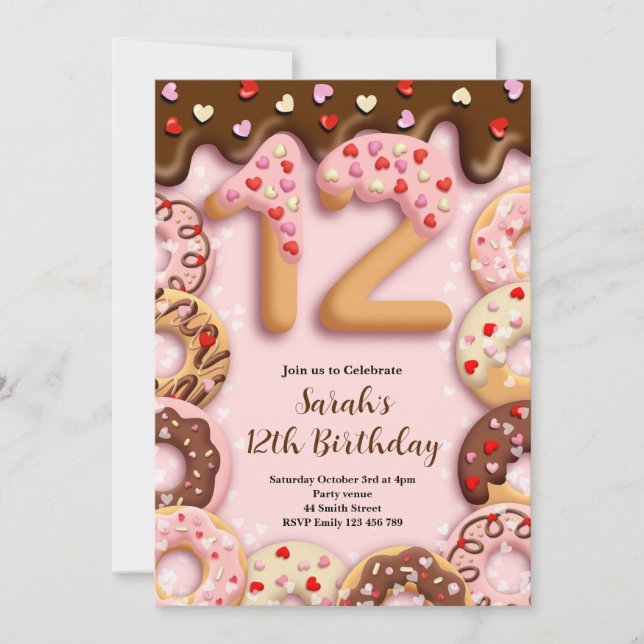 12th Birthday Girls Invitation (Front)