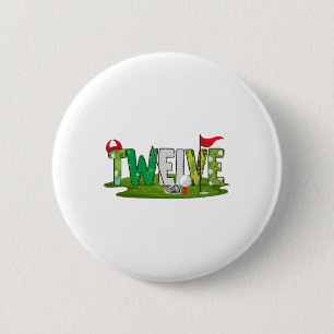 12th Birthday Golf Theme 12 Year Old Kids Sport Pa 6 Cm Round Badge