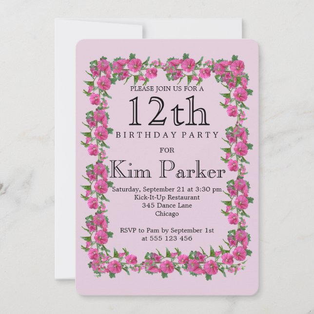 12th birthday invitation (Front)