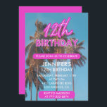 12th birthday invitation Summer Pink Palm tree<br><div class="desc">12th birthday invitations Pink Tropical Palm tree pink</div>