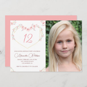 12th birthday invitations Boho Floral Photo