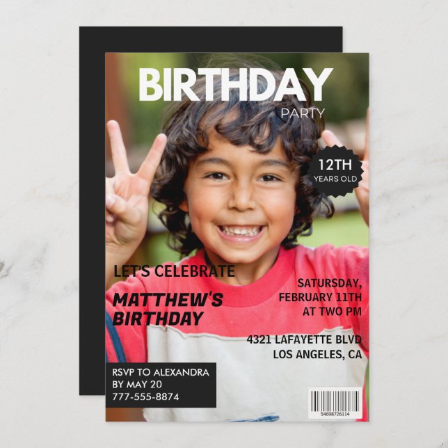12th birthday invitations for him Magazine Cover (Front/Back)
