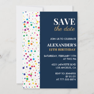 12th birthday invitations Save the date Confetti
