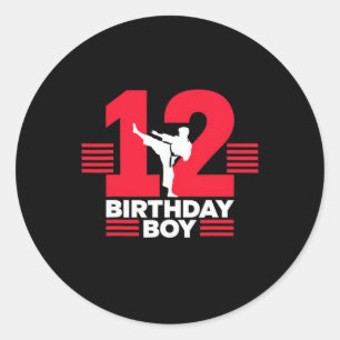 12th Birthday Karate Boy 12 Years Old Taekwondo Lo Classic Round Sticker