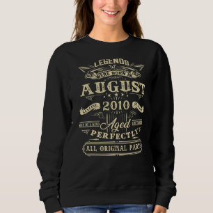 12th Birthday Legends Born In August 2010 12 Year Sweatshirt