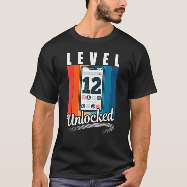 12th birthday level 12 years retro mobile phone sm T-Shirt (Front)