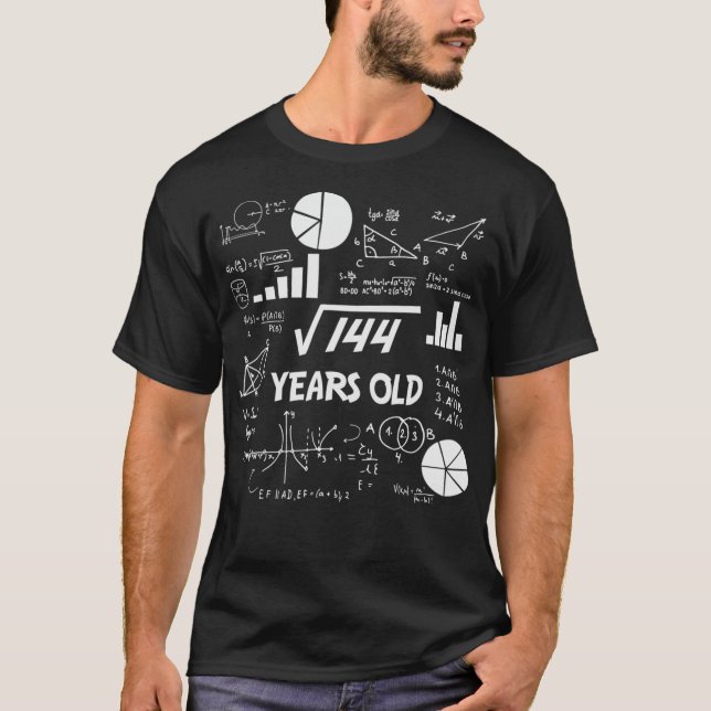 12th Birthday Love Math Square Root 144 Teacher St T-Shirt (Front)
