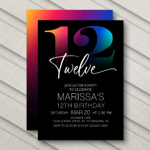 12th Birthday Modern Invitation