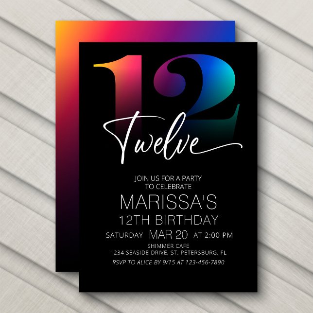 12th Birthday Modern Invitation (Creator Uploaded)