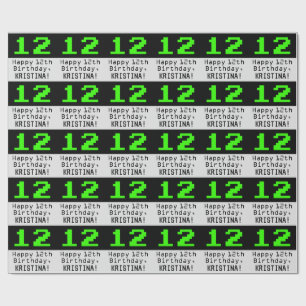 12th Birthday - Nerdy / Geeky Style "12" and Name Wrapping Paper