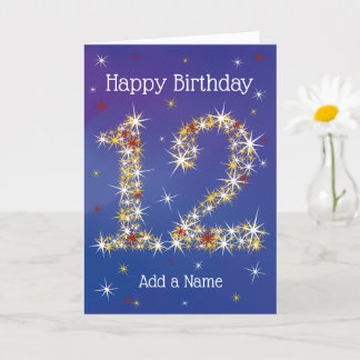 12th Birthday - Number 12 in Stars - Blue - Age 12 Card