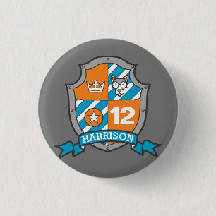 12th Birthday orange gray dog crest age button