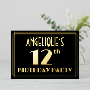 12th Birthday Party: Art Deco Look “12”, w/ Name