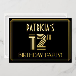 12th Birthday Party — Art Deco Style “12” + Name