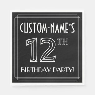 12th Birthday Party: Art Deco Style + Custom Name Napkin