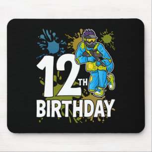 12th Birthday Party Paintll Player Gamer 12 Years Mouse Pad