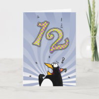 12th Birthday - Penguin Surprise Card