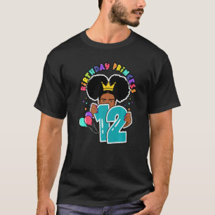 12th Birthday Princess Afro Puffs Girls T-Shirt