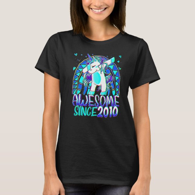 12th Birthday Rainbow 12 Year Old Dabbing Unicorn  T-Shirt (Front)