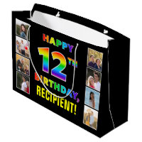 12th Birthday: Rainbow Text, Custom Photos & Name
