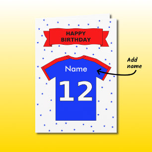 12th birthday red blue t-shirt add a name card