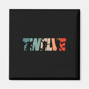 12th Birthday Retro Basketball 12 Years Old Boy Gi Magnet