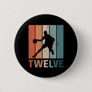 12th Birthday Retro Basketball Lovers 12 Years Old 6 Cm Round Badge