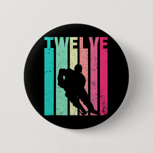 12th Birthday Retro Hockey Lovers 12 Years Old Bir 6 Cm Round Badge