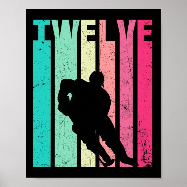 12th Birthday Retro Hockey Lovers 12 Years Old Bir Poster (Front)