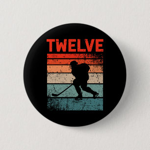12th Birthday Retro Ice Hockey 12 Years Old Boy Gi 6 Cm Round Badge