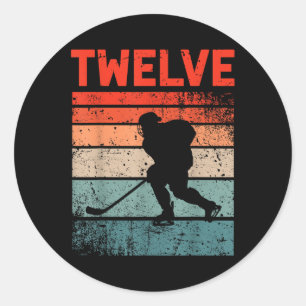 12th Birthday Retro Ice Hockey 12 Years Old Boy Gi Classic Round Sticker