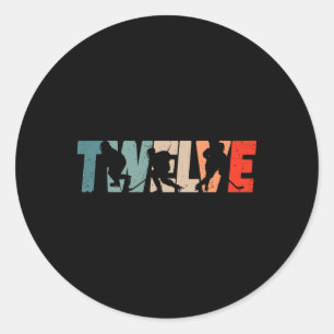 12th Birthday Retro Ice Hockey 12 Years Old Boy Gi Classic Round Sticker