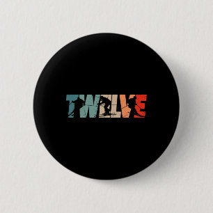 12th Birthday Retro Ski Skiing 12 Year Old Boys Gi 6 Cm Round Badge
