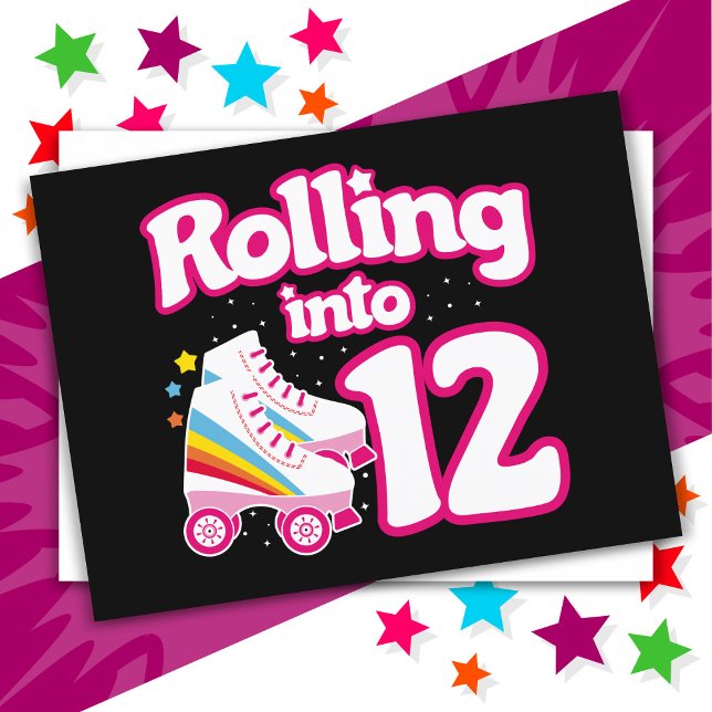 12th Birthday Roller Skating 12 Years Old Skate Postcard (Creator Uploaded)