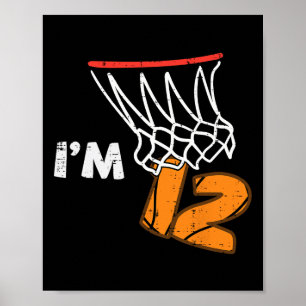 12th Birthday Sketll Im 12 Twelve Year Old Bday Bo Poster