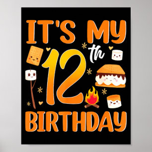 12th birthday s'more theme 12 year old party poster