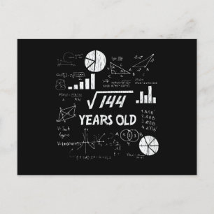 12th Birthday Square Root Math 12 Years Old Bday Postcard