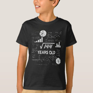 12th Birthday Square Root Math 12 Years Old Bday T-Shirt