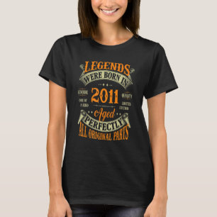 12th Birthday Vintage Legends Born In 2011 12 Year T-Shirt