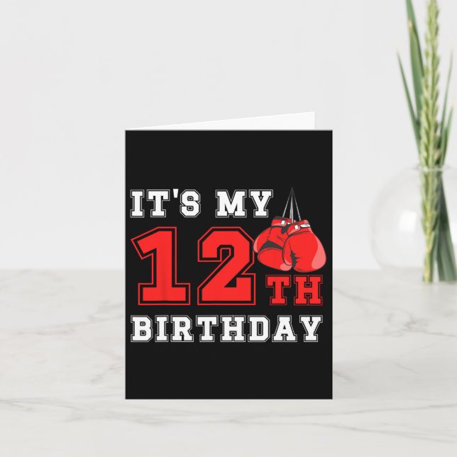 12th Boxing Birthday Party Twelve Year Old Boxer B Card (Front)