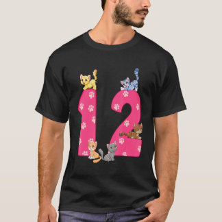 12th Cat Birthday Celebrant 12 Year Old Kitten Bda T-Shirt